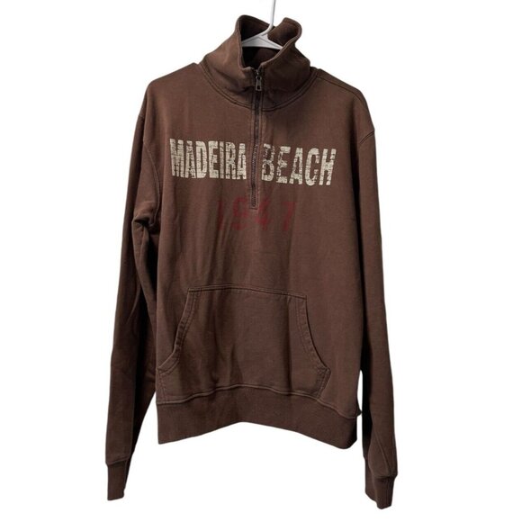 Surf Style‎ Madeira Beach Mens Brown Medium Long Sleeve Sweatshirt Mock Neck - Picture 1 of 12